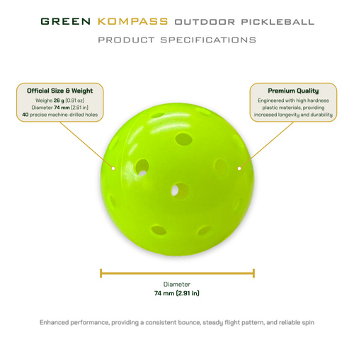High Hardness Outdoor Competition Pickleballs (3-Pack)
