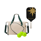Pickleball bundle, including the Tour Bag, a Green Kompass True North carbon fiber paddles, and 3 official USAPA balls
